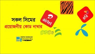 সকল সিমের প্রয়োজনীয় কোড নাম্বার